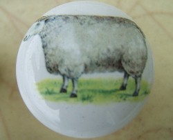 CERAMIC CABINET KNOB  sheep