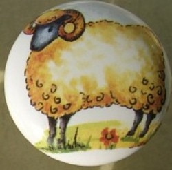 CERAMIC CABINET KNOB  sheep