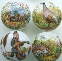 CERAMIC CABINET KNOB game BIRDS  grouse pheasant duck