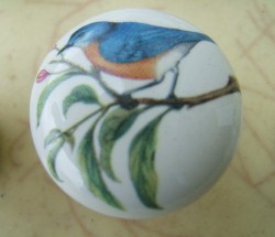 CERAMIC CABINET KNOB BLUE BIRD