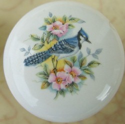 CERAMIC CABINET KNOB BLUE JAY