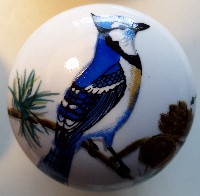 CERAMIC CABINET KNOB BLUE JAY