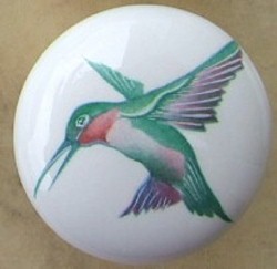 CERAMIC CABINET KNOB HUMMINGBIRD