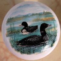 CERAMIC CABINET KNOB LOONS LOON