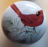 CERAMIC CABINET KNOB CARDINALS