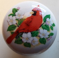 CERAMIC CABINET KNOBS CARDINAL BIRD