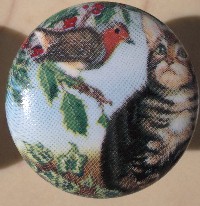 CERAMIC CABINET KNOB pulls CAT CATS KITTEN TABBY 