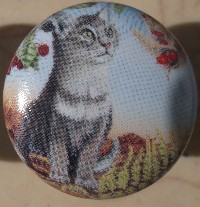 CERAMIC CABINET KNOB pulls CATS KITTEN TABBY CALICO 