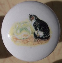 CERAMIC CABINET KNOB pulls CATS KITTEN TABBY CALICO 