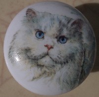 CERAMIC CABINET KNOB pulls CATS KITTEN PERSIAN