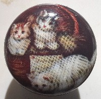 CERAMIC CABINET KNOB pulls CATS KITTEN pretty#3