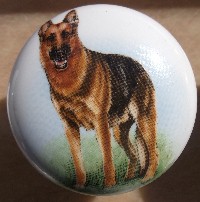 ceramic cabinet knob german shepherd dog