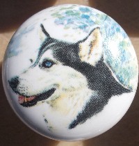 ceramic cabinet knob siberian husky