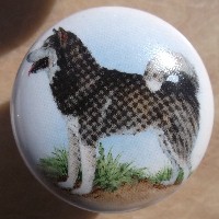 ceramic cabinet knob siberian husky