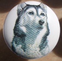 ceramic cabinet knob siberian husky