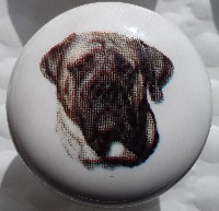 ceramic cabinet knob bull  mastif mastiff