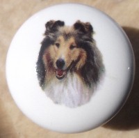 ceramic cabinet knob shetland sheep dog sheltie