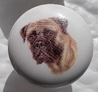 ceramic cabinet knob bull  mastif mastiff