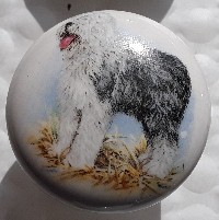 ceramic cabinet knob old english sheep dog OES