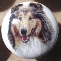 ceramic cabinet knob shetland sheep dog sheltie