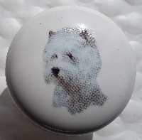 ceramic cabinet knob west highland terrier  westie