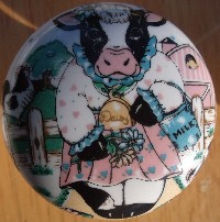 CERAMIC CABINET KNOB  HOLSTEIN COW HOLSTIEN DAISY