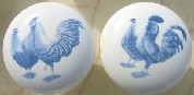 CERAMIC CABINET KNOB  rooster HEN chicken blue