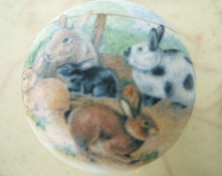 CERAMIC CABINET KNOB  FARM RABBITS