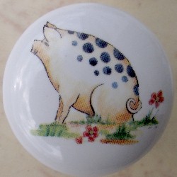 CERAMIC CABINET KNOB  PIG PIGS SWINE