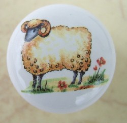 CERAMIC CABINET KNOB  sheep