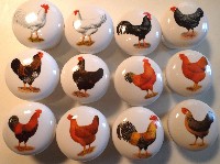 CERAMIC CABINET KNOB  rooster HEN chicken