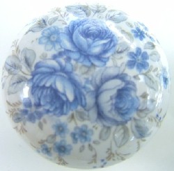 Cabinet Knob blue delft roses flower pull
