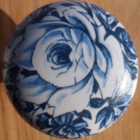 Cabinet Knob blue delft roses flower pull