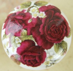 Cabinet pull Knob Mauve Rose flower