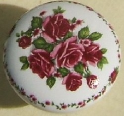 CERAMIC CABINET pull KNOB  PINK MAUVE ROSE ROSES flower