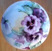 CERAMIC CABINET KNOB  PANSY  MAORGAN FLOWER