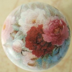 Cabinet pull Knob Peony Bouquet flower