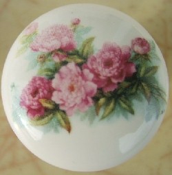 Cabinet pull Knob Peony spray flower