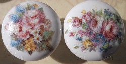 CERAMIC CABINET KNOB  PINK ROSE ROSES pulls flower