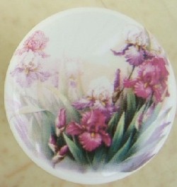 Cabinet Knob Pink Iris pulls flower