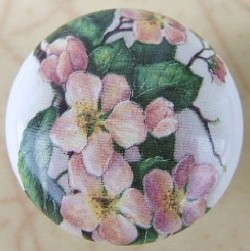 CERAMIC CABINET DRAWER PULL KNOB  MAGNOLIA flower