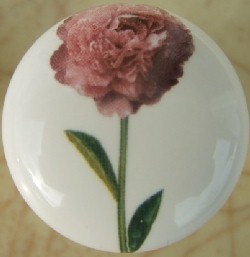 Cabinet Knob Pink Peony pulls flower