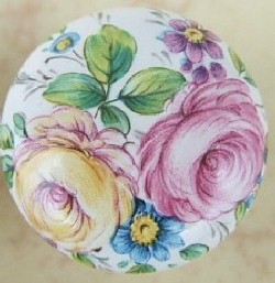Cabinet pull Knob Pink Yellow Rose flower