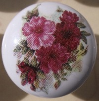 Cabinet Knob Pink Marroon Flower