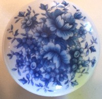 Cabinet Knob blue delft roses flower pull