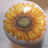 CERAMIC CABINET KNOB  SUNFLOWER SUN FLOWER