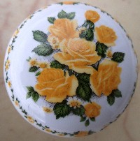 CERAMIC CABINET pull KNOB  YELLOW ROSE ROSES flower