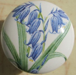 Cabinet pull Knob Blue bells flower