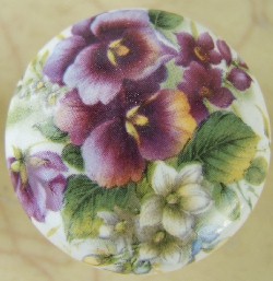 CERAMIC CABINET KNOB  PANSY  6830 FLOWER