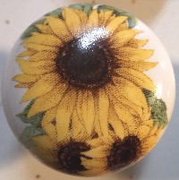 CERAMIC CABINET KNOB  SUNFLOWER SUN FLOWER